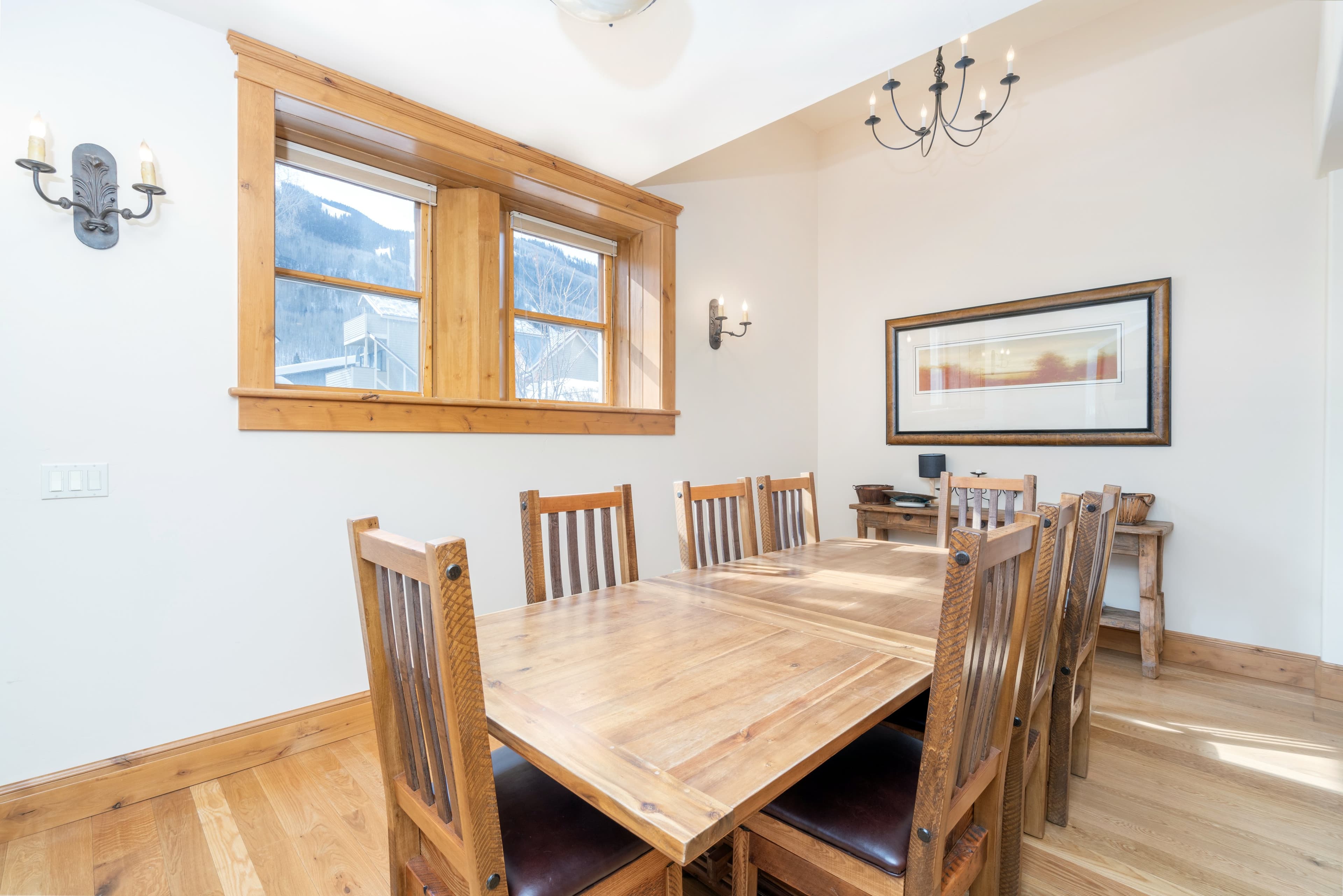 Large dining area seating 8