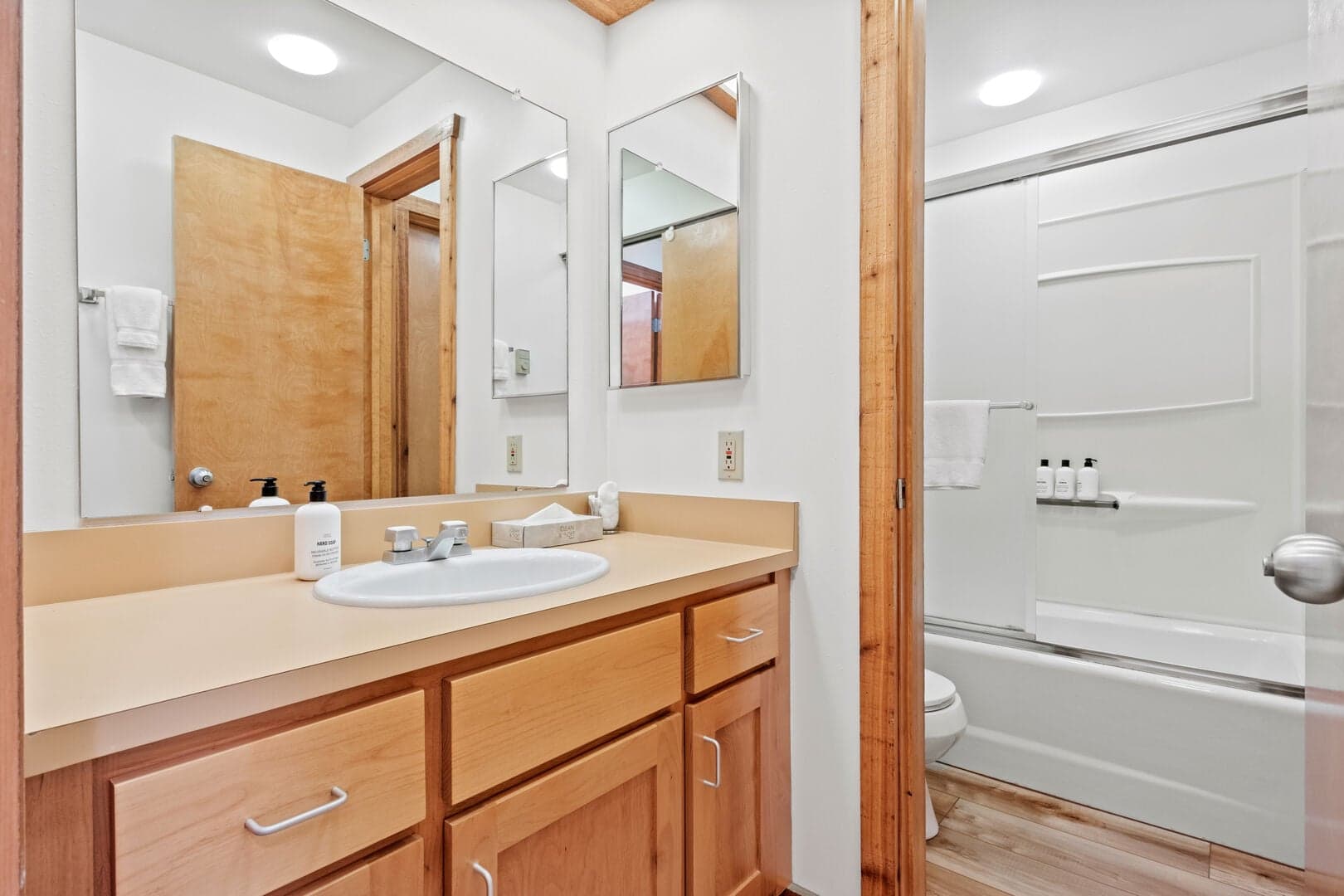 Shared Hall Bath -- View From Lower Level Hallway