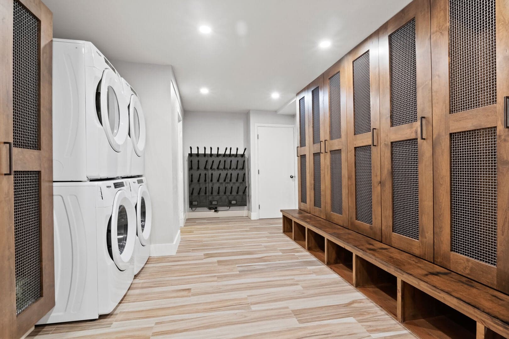 Garage Entry to Lower Level--Laundry and Gear Storage with Ski Boot Dryers