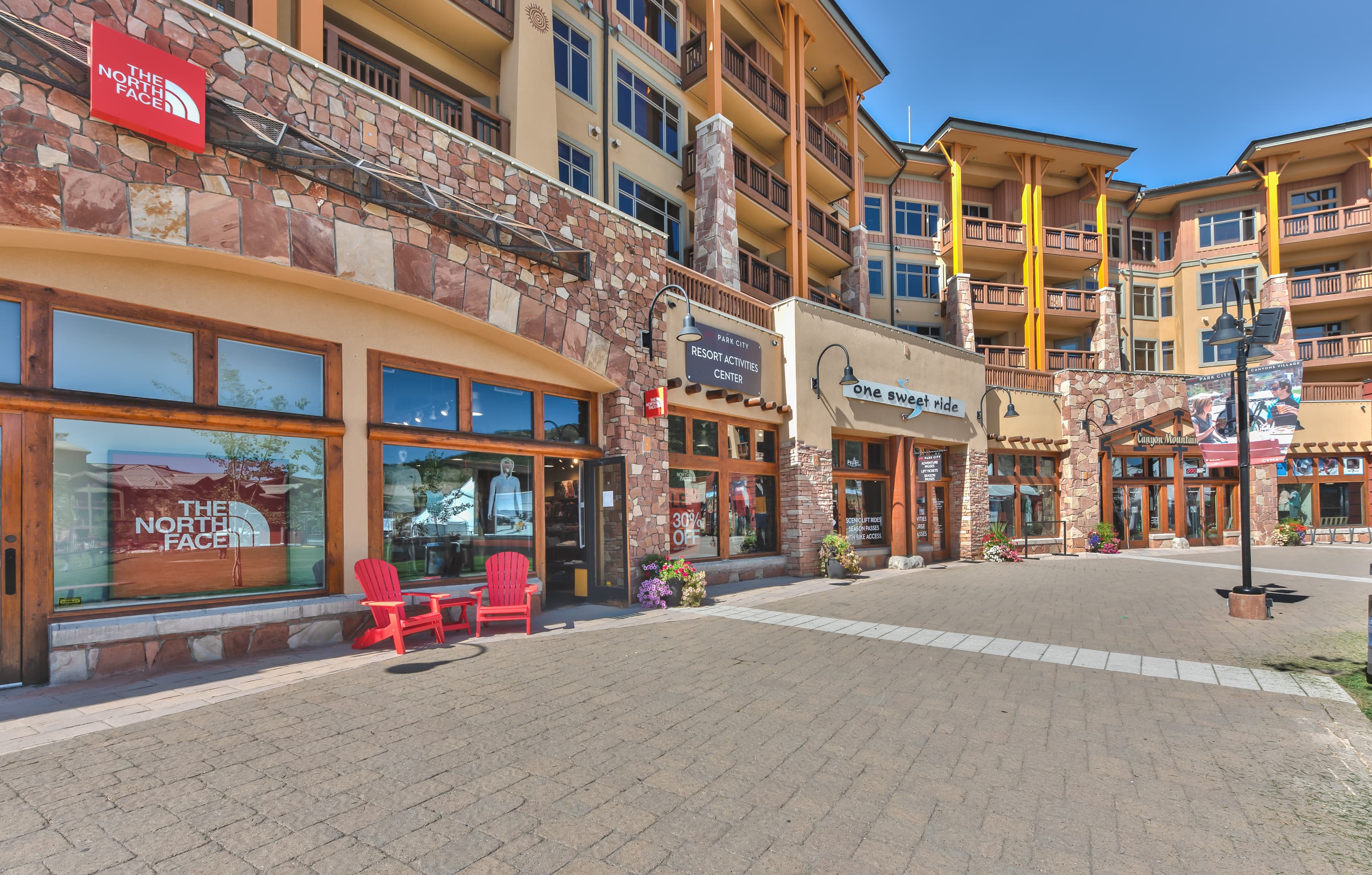 Canyons Village with on-site shopping and Sundial above