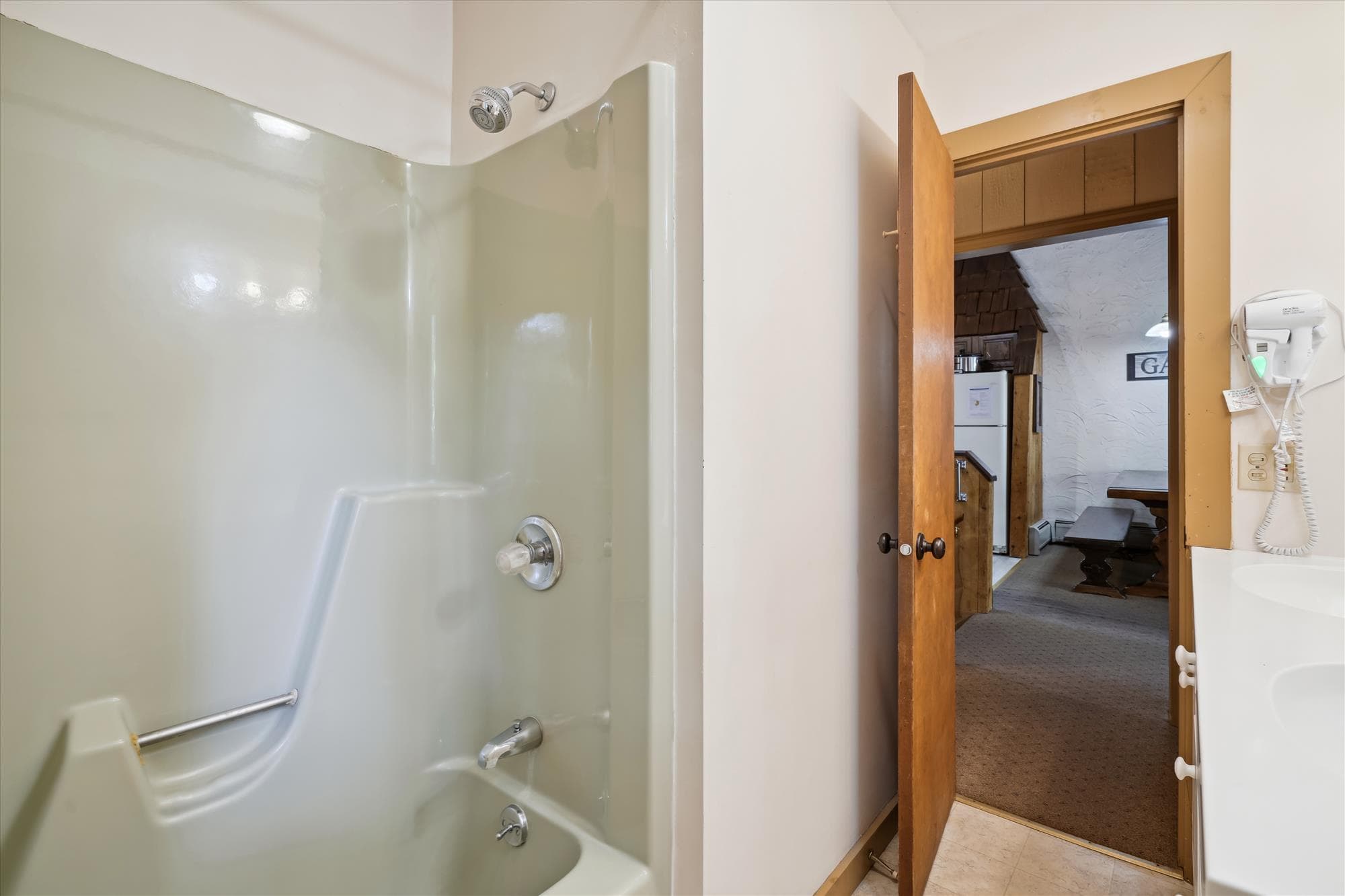 Full bathroom on upper floor.  Main living space