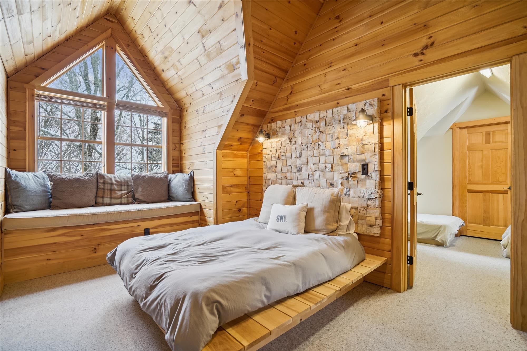 Queen platform bed.