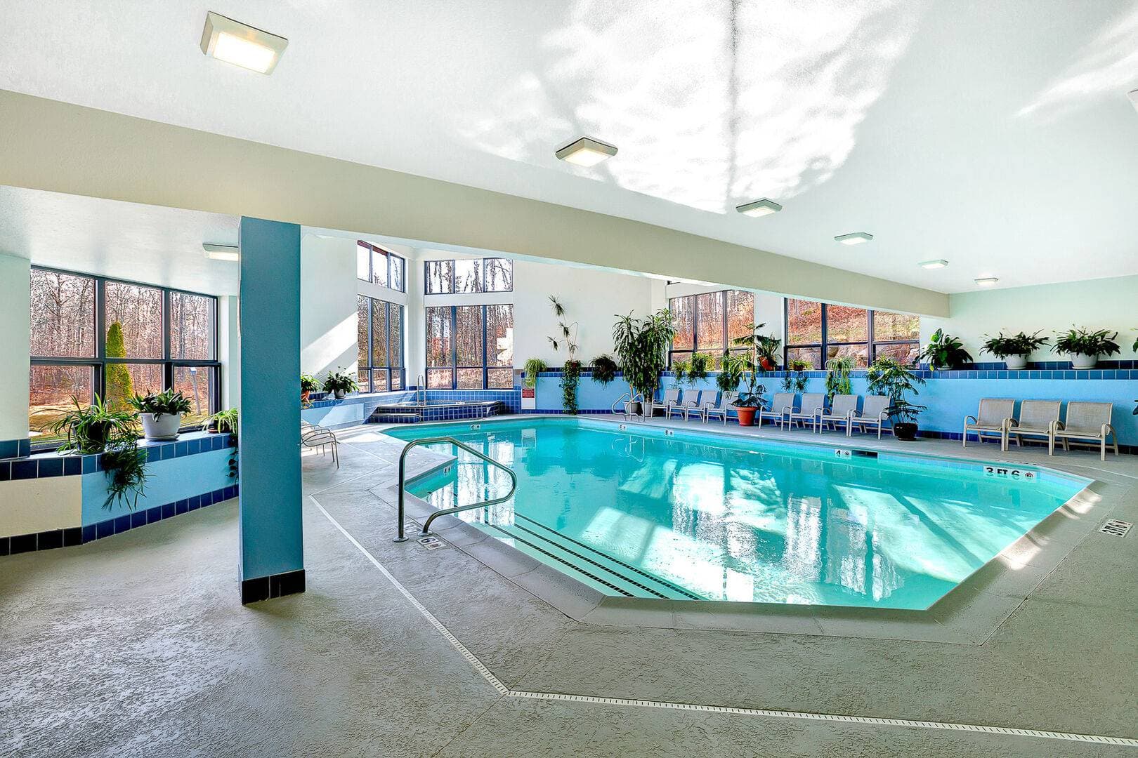 Guests enjoy access to the complex's bright, heated indoor pool during the winter season. Surrounded by windows and natural light, it's the perfect spot to relax after skiing or exploring Killington. Closed in summer.