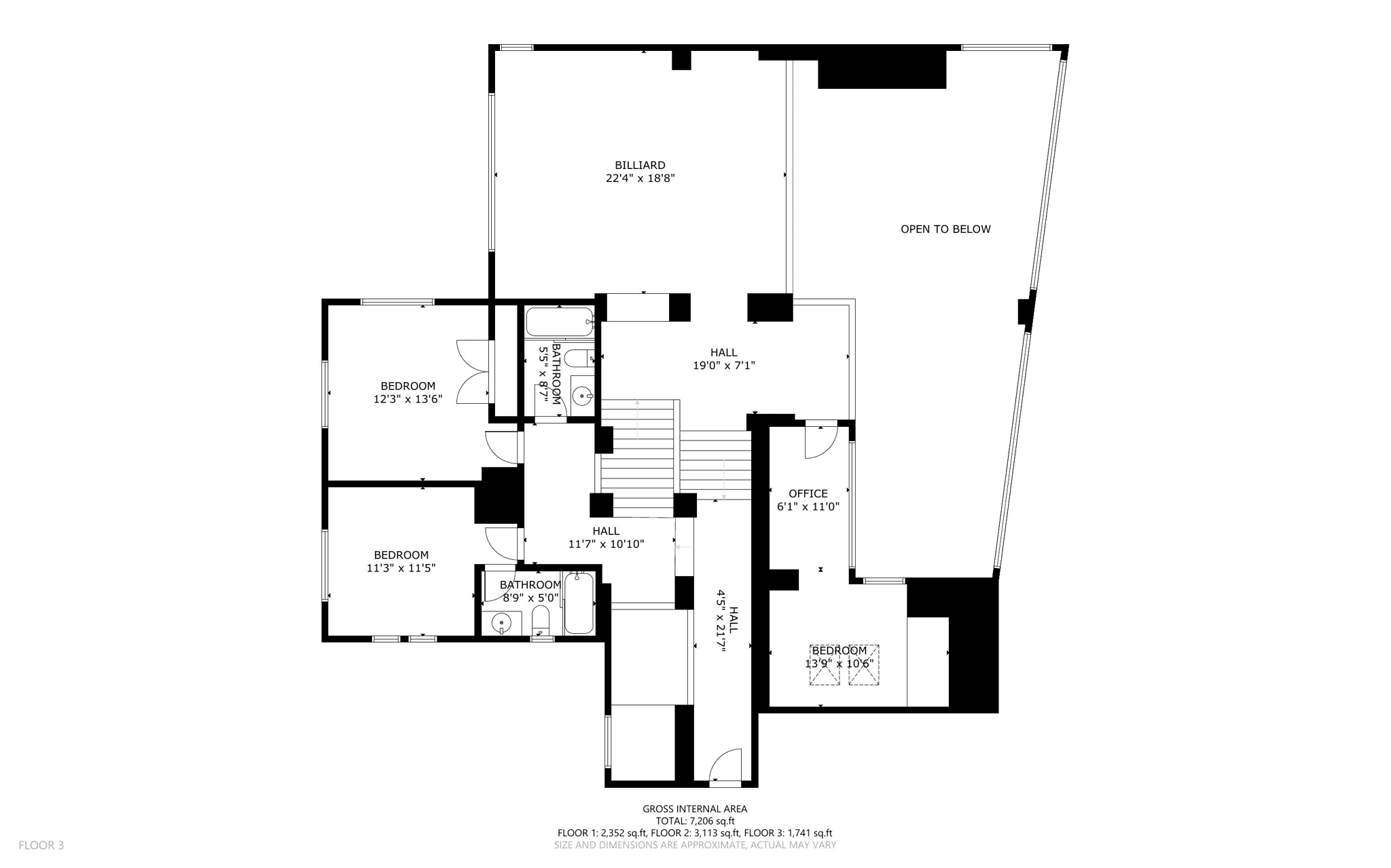 Floor plan for top floor