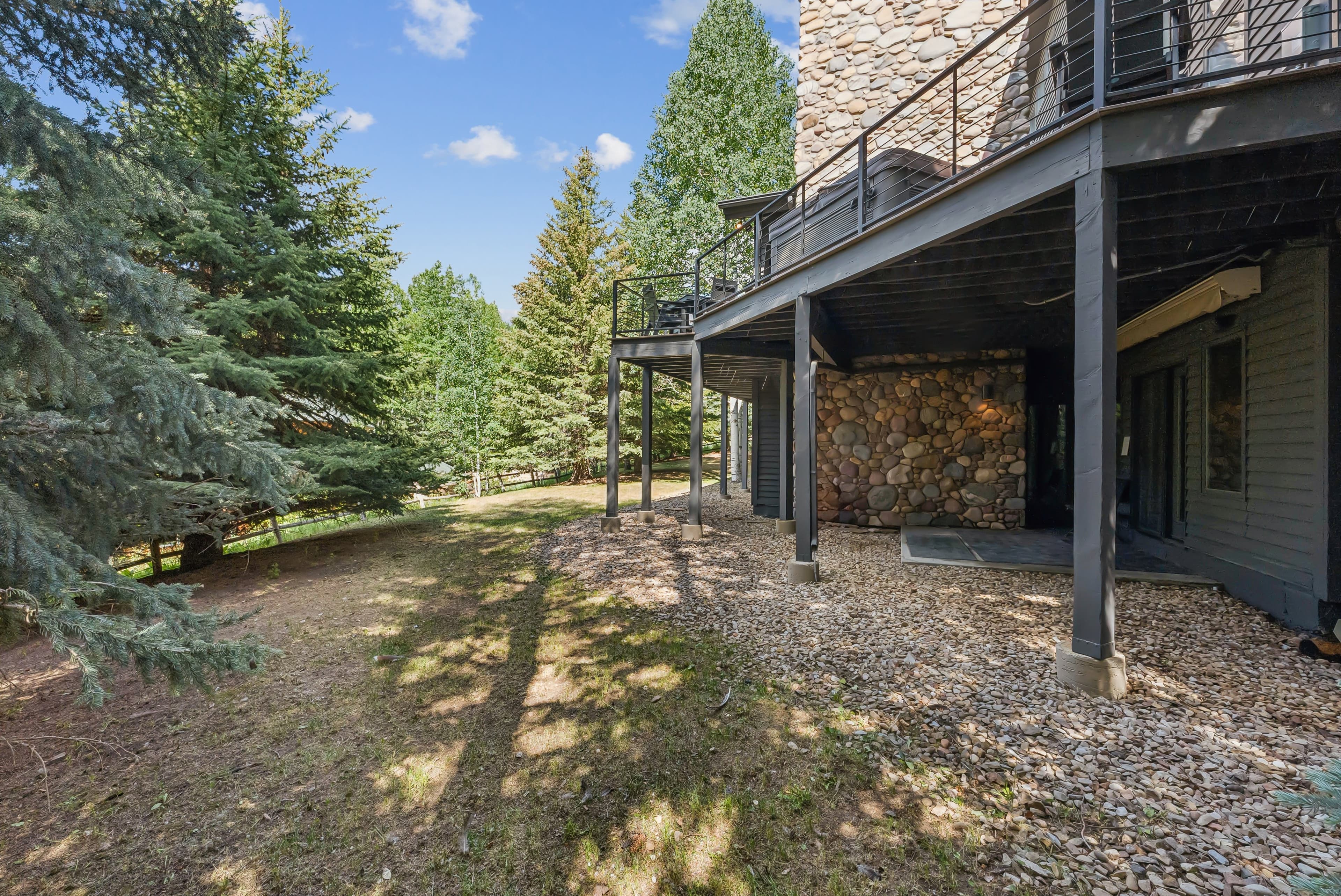 backyard views with large drees