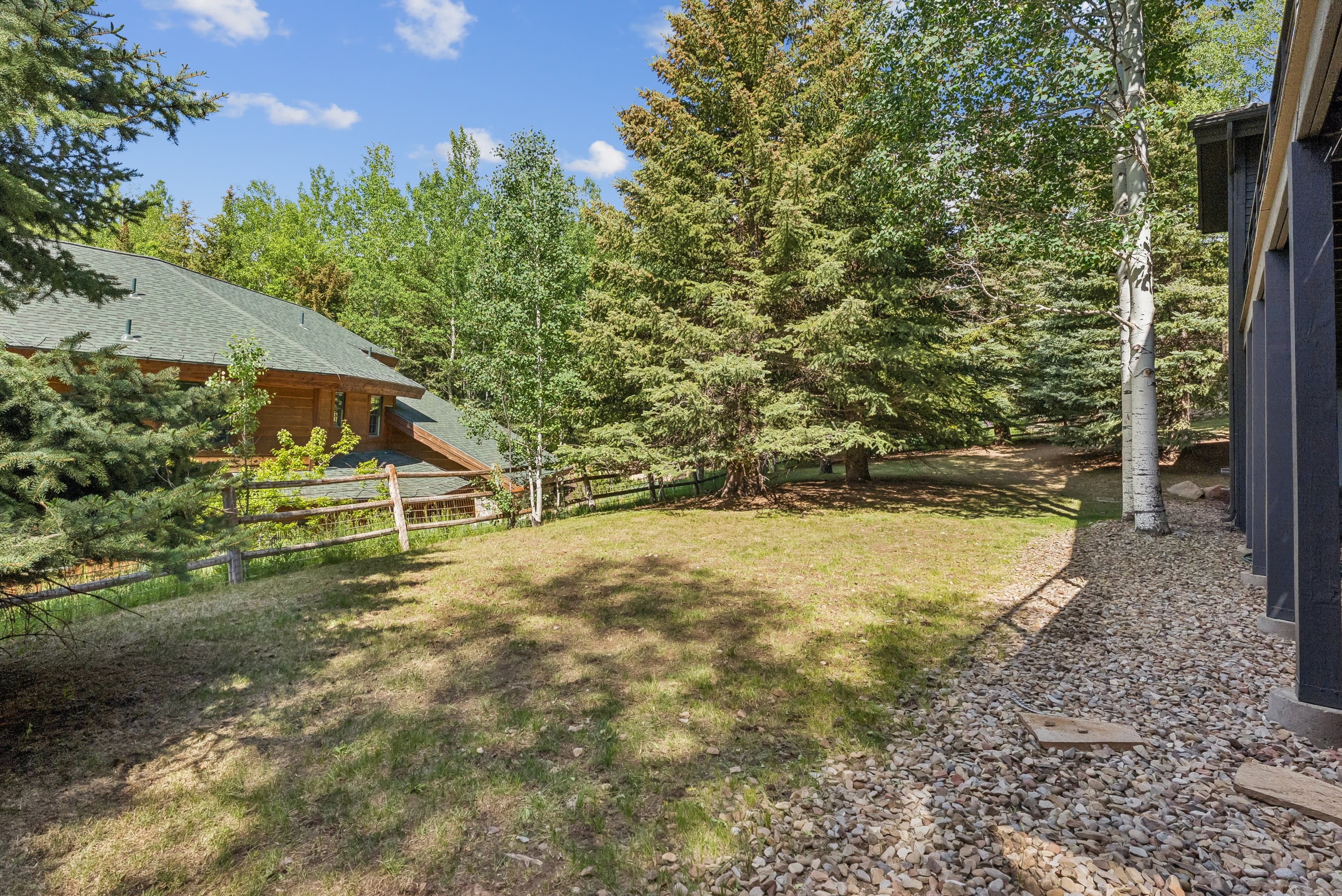 back yard with wooded views