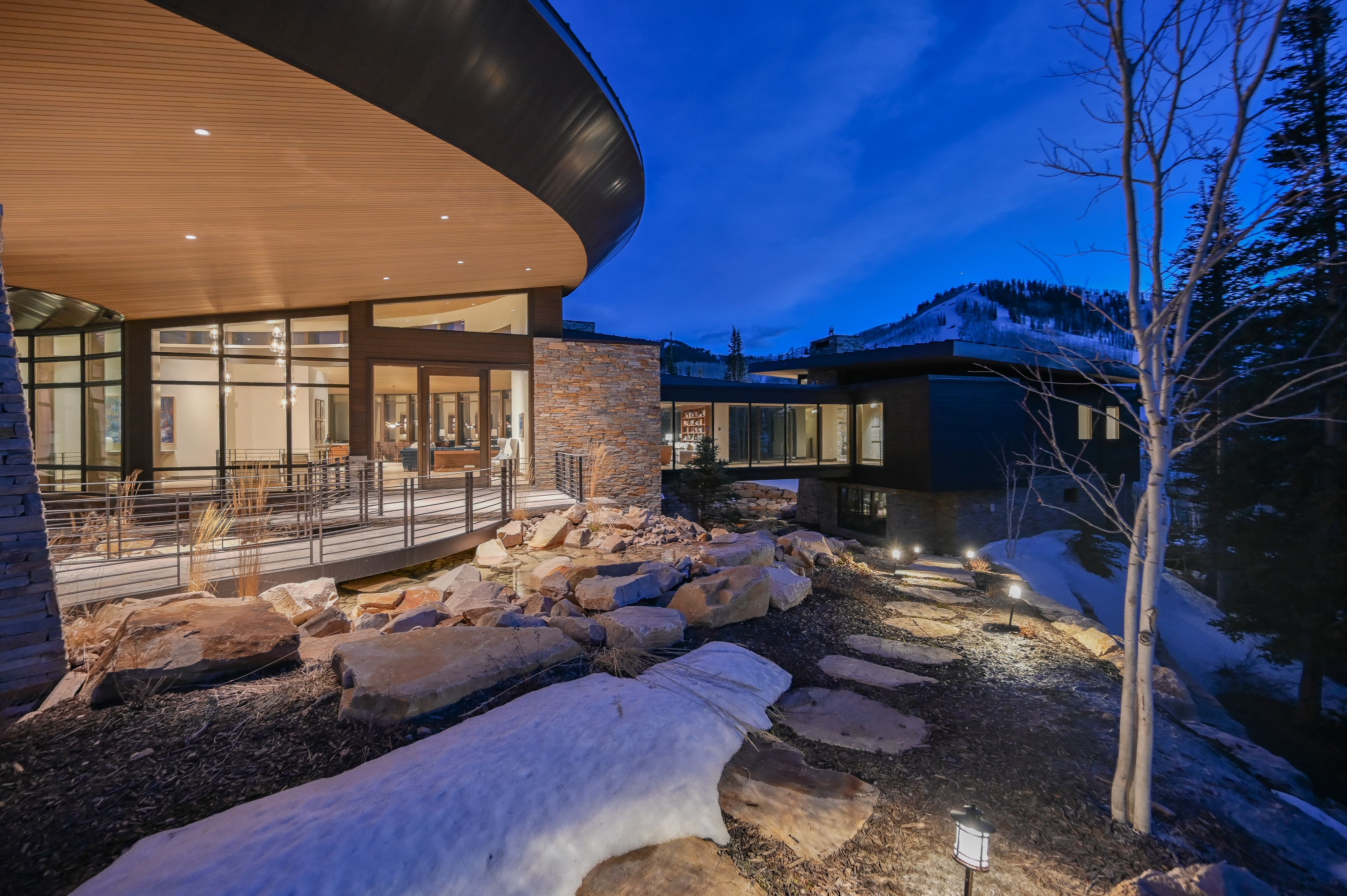 A rear exterior view of our Alpine Opus at the Colony - one of our luxury Park City vacation rentals.