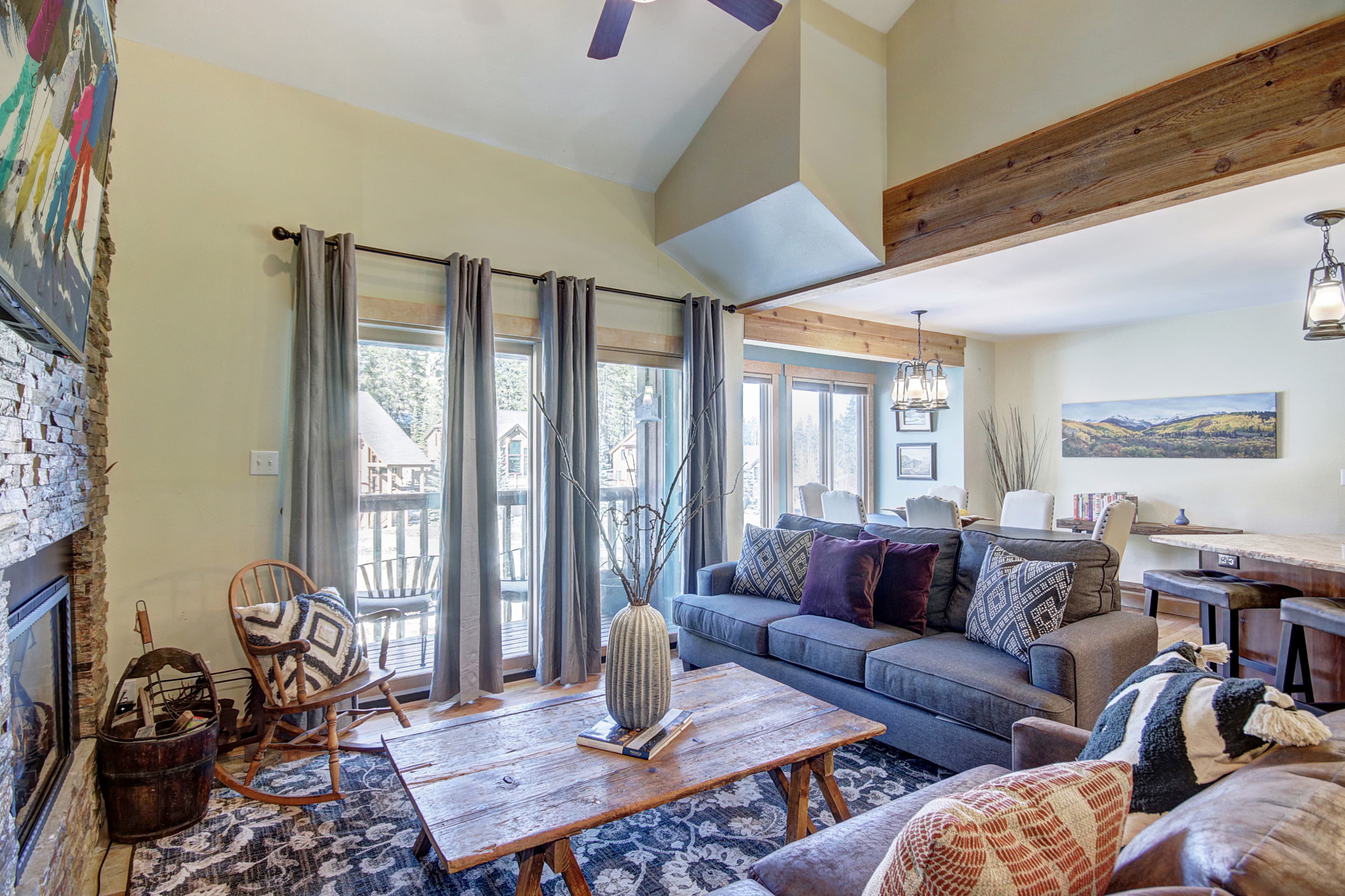 Watch skiers on the slopes from the private deck - 4 O'Clock Lodge D26 Breckenridge Vacation Rental