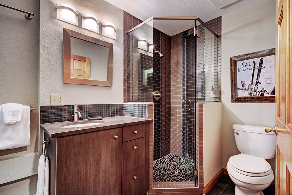 Lower level shared bath with walk-in shower and 1 sink - 10 Southface Breckenridge Vacation Rental