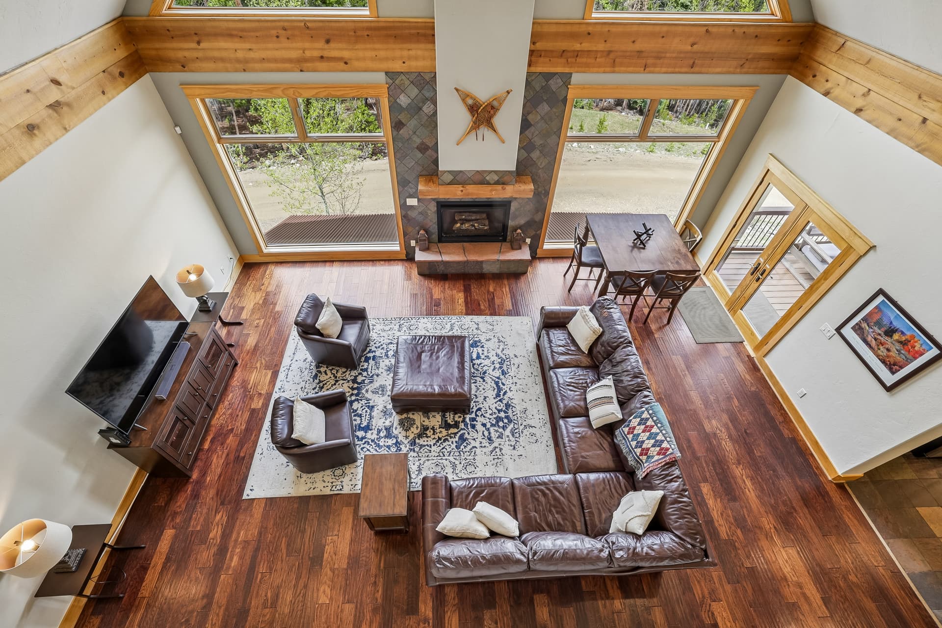 Looking down from upstairs hallway, Swift Getaway, Breckenridge Vacation Rental