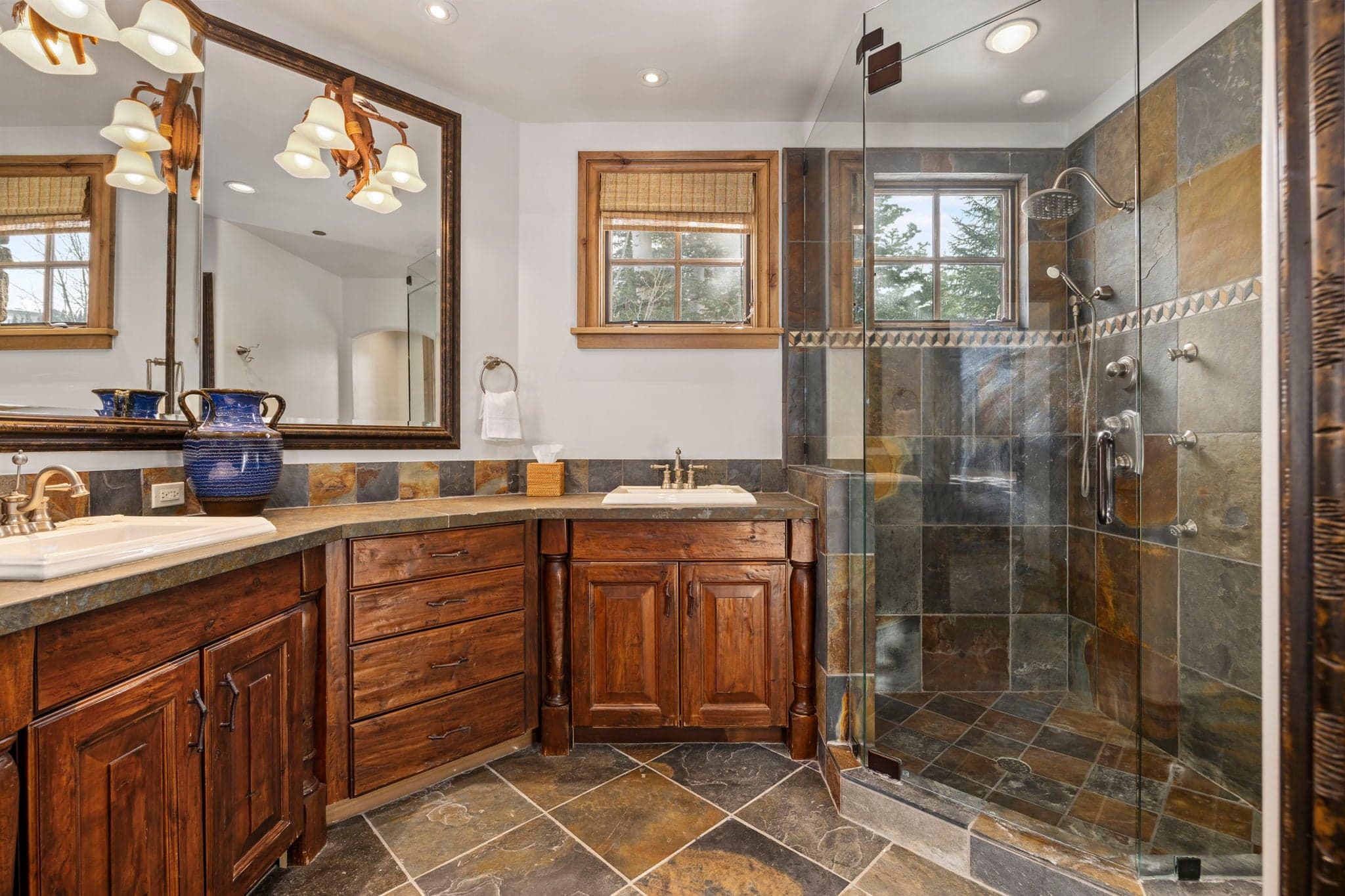 guest bathroom with large walk in shower