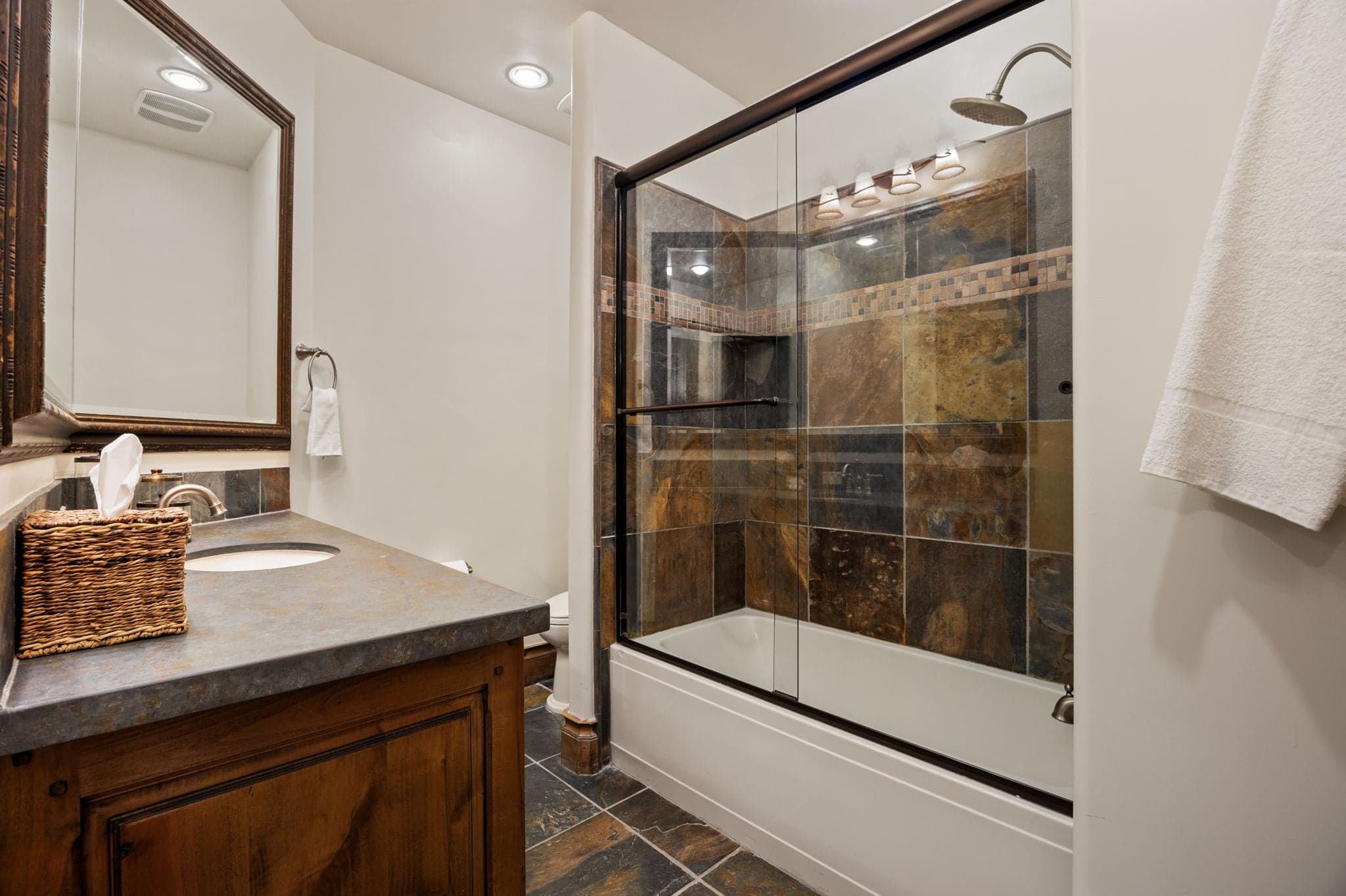 guest bath with tub and shower